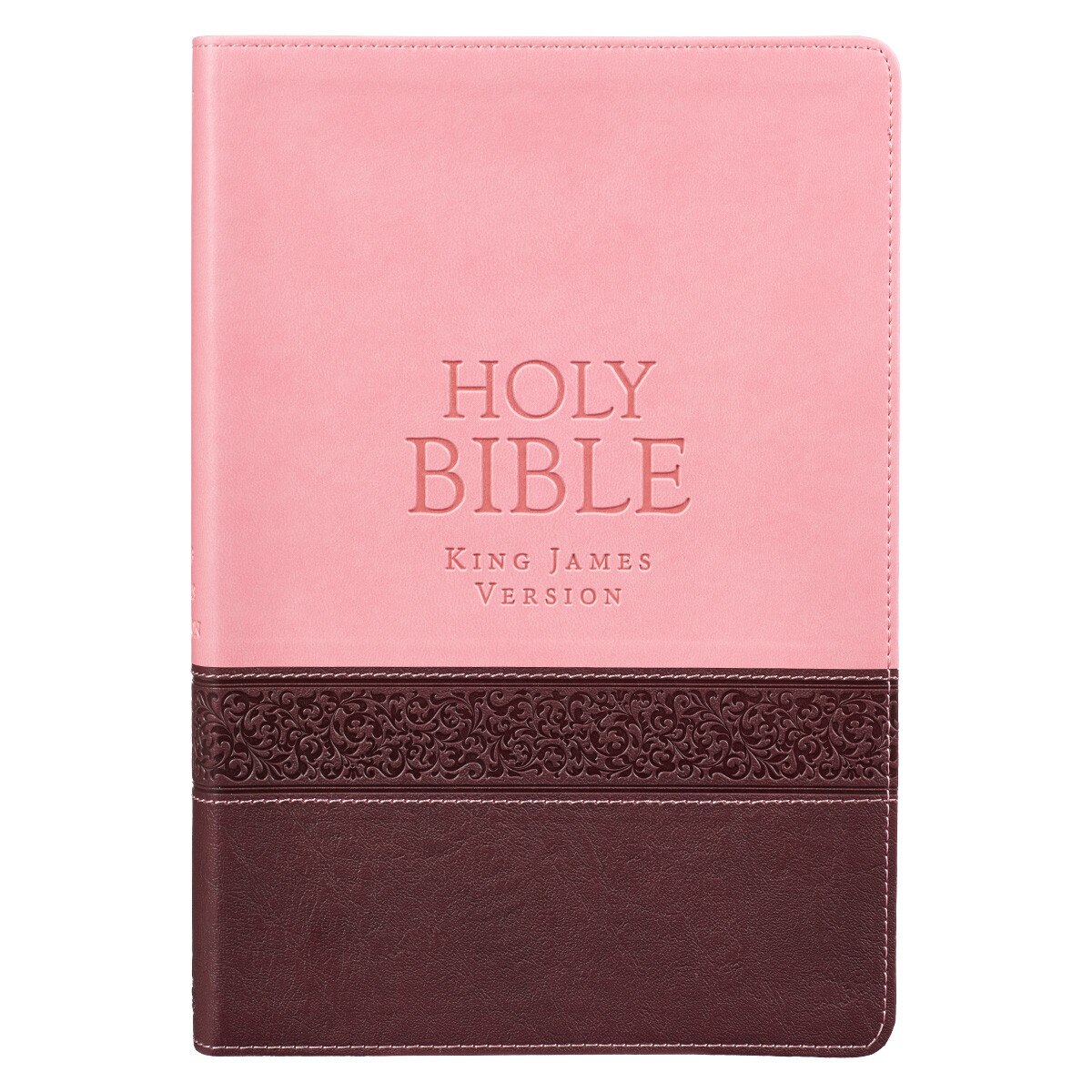 Pink and Brown Large Print Faux Leather Thinline King James