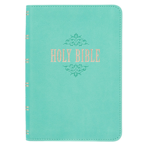 Robin’s-egg Blue Faux Leather Large Print Compact King James Version Bible