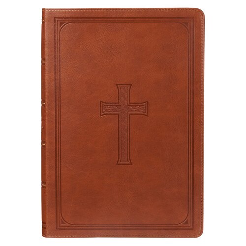 Saddle Tan Faux Leather Super Giant Print King James Version Bible