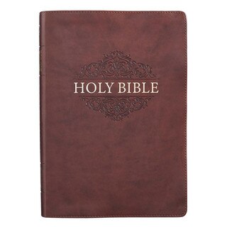 Chestnut Brown Faux Leather Super Giant Print King James Version Bible with Thumb Index