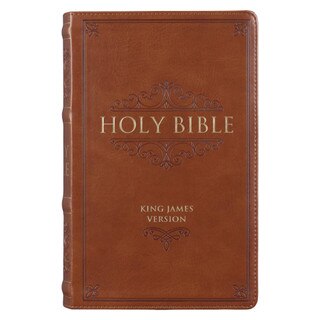 Saddle Tan Faux Leather Giant Print Standard-size King James Version Bible with Thumb Index