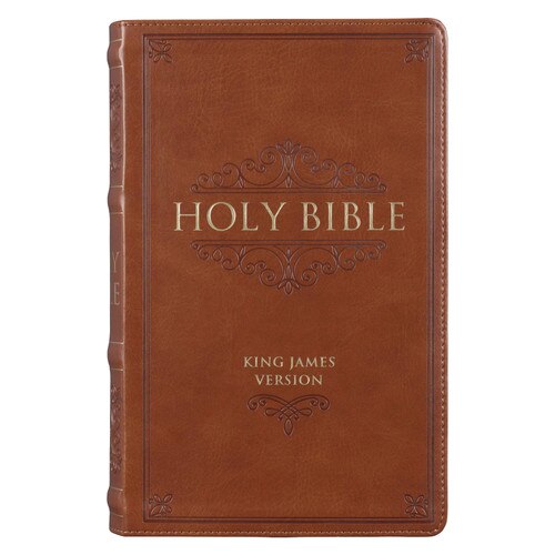 Saddle Tan Faux Leather Giant Print Standard-size King James Version Bible with Thumb Index