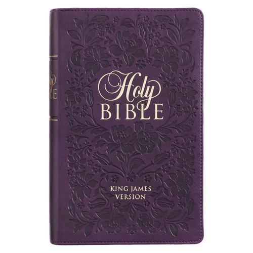 Purple Floral Faux Leather Giant Print Standard-size King James Version Bible with Thumb Index
