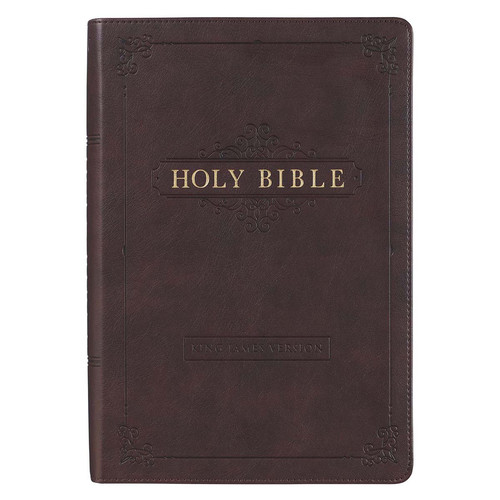 Espresso Brown Faux Leather Giant Print Full-size King James Version Bible with Thumb Index