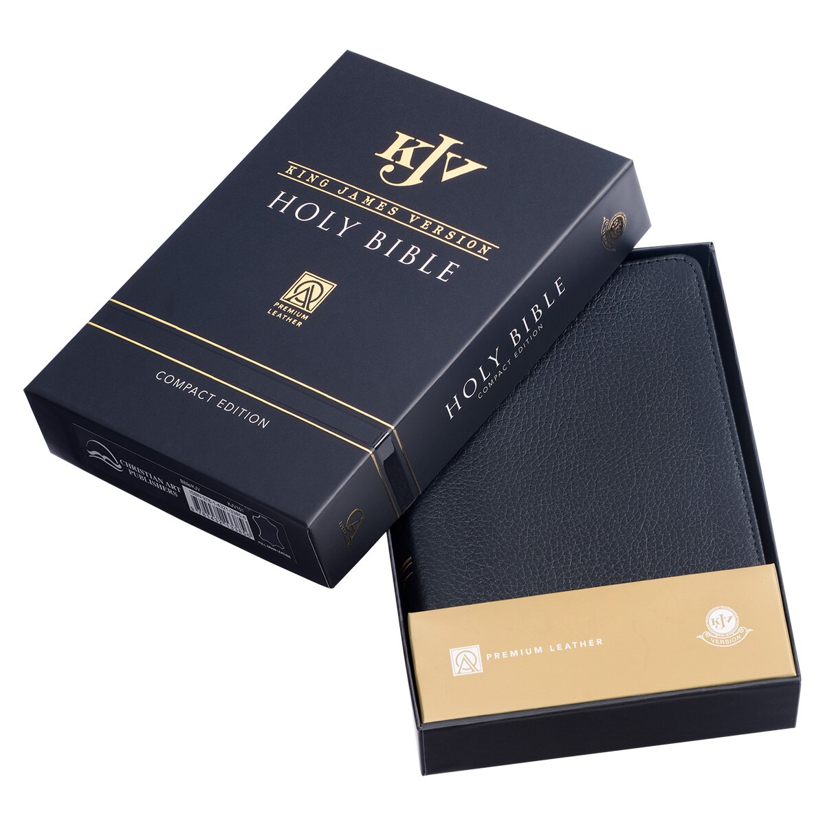 Black Full Grain Leather Compact King James Version Bible