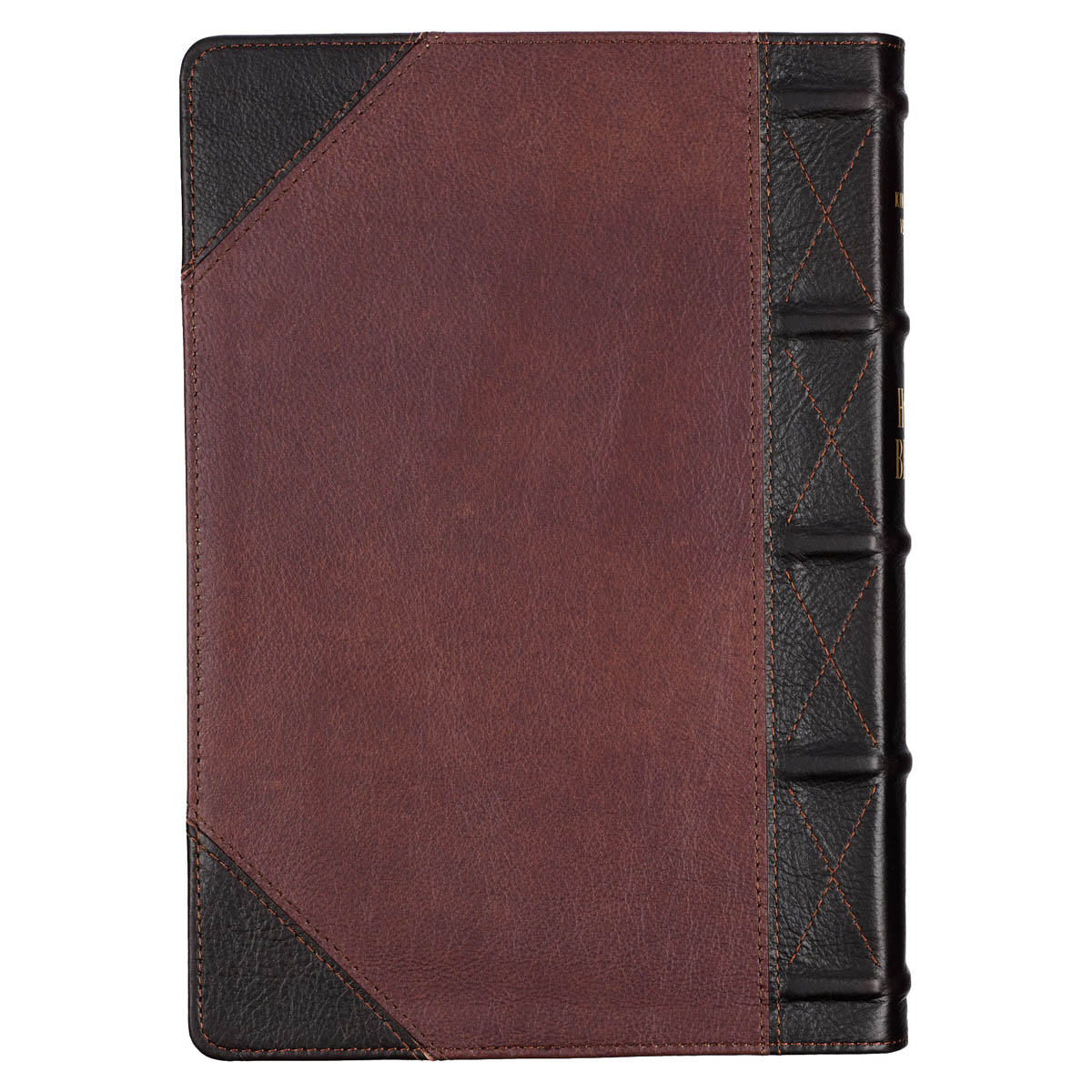 Tawny and Dark Brown Full Grain Leather Giant Print King James