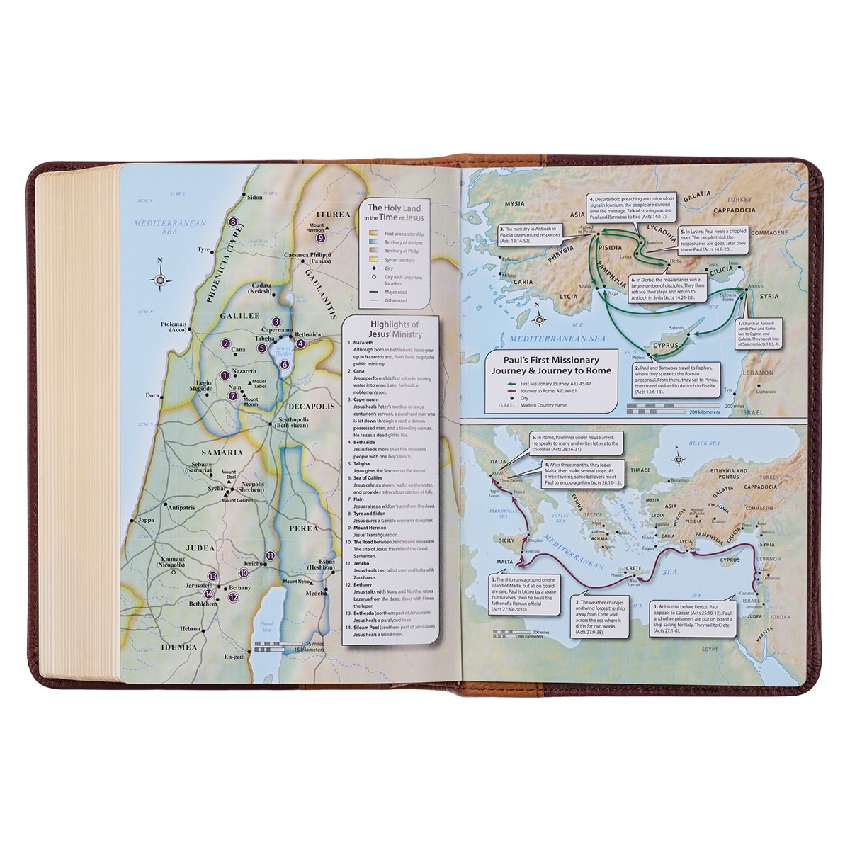 KJV Compact Large Print Red Letter Bible, Premium Full Grain Leather, Brown/Tan - Picture 7 of 10