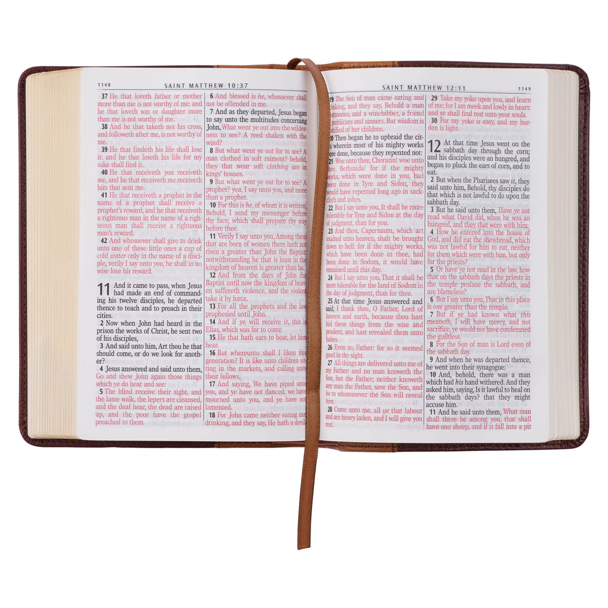 KJV Compact Large Print Red Letter Bible, Premium Full Grain Leather, Brown/Tan - Picture 8 of 10