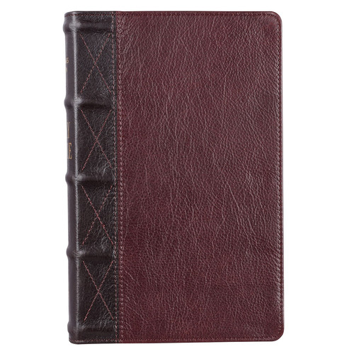 Two-tone Brown Full Grain Leather Giant Print King James Version Bible with Thumb Indexing