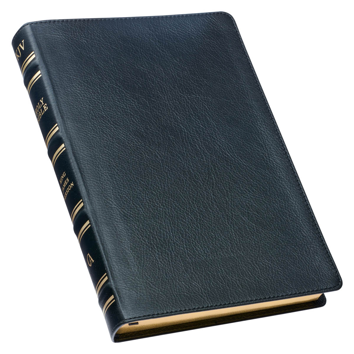 KJV Large Print Thinline Bible Black Full Grain Leather by