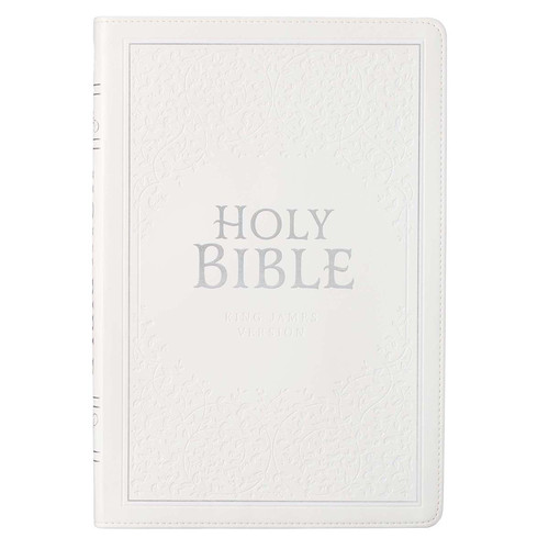White Faux Leather Large Print Thinline King James Version Bible with Thumb Index