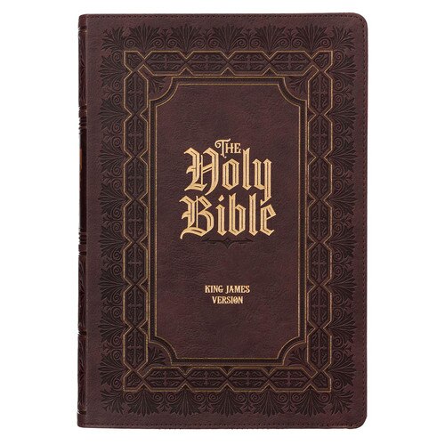 Burgundy Faux Leather Large Print King James Study Bible with Thumb Index
