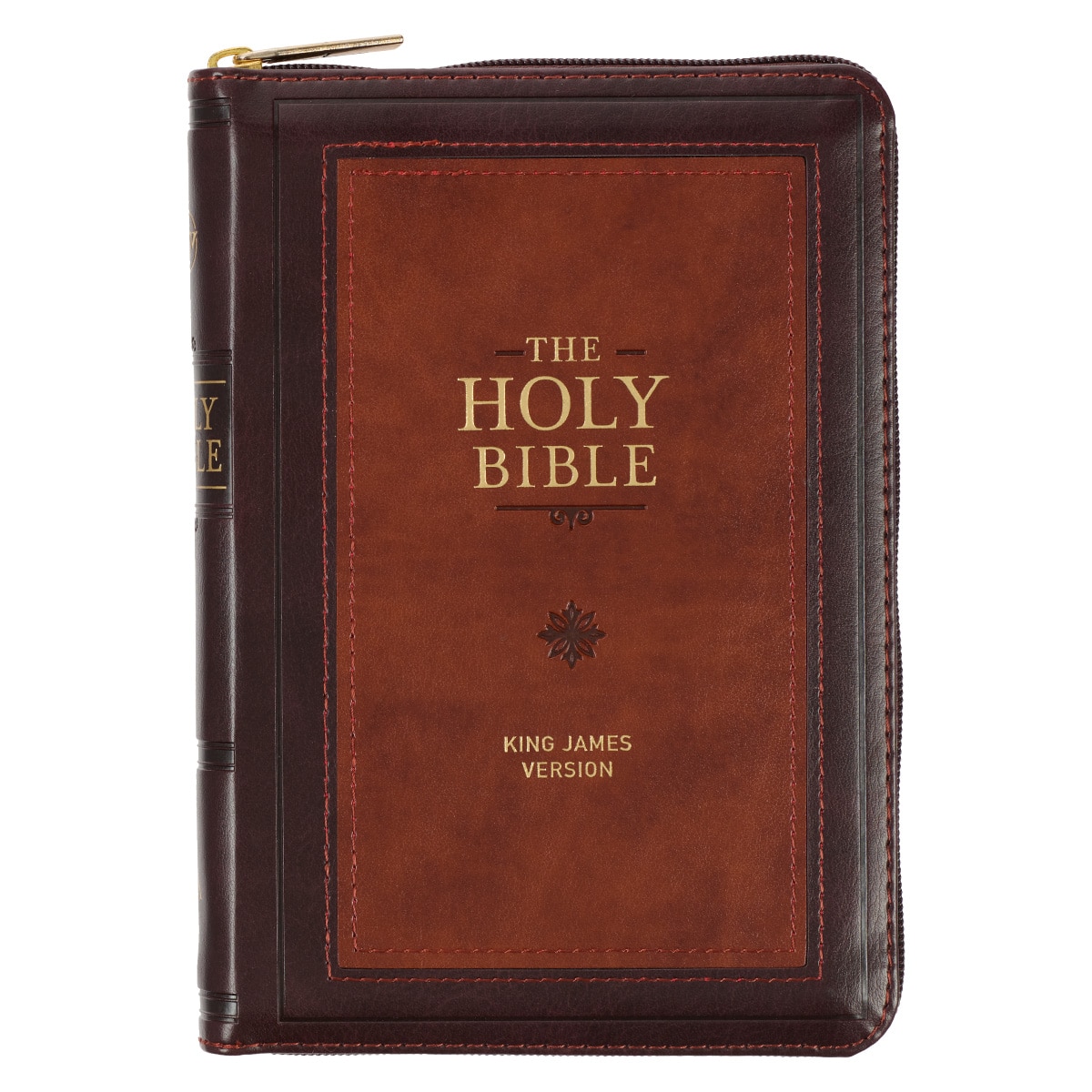 Black Faux Leather Compact King James Version Bible with Zippered