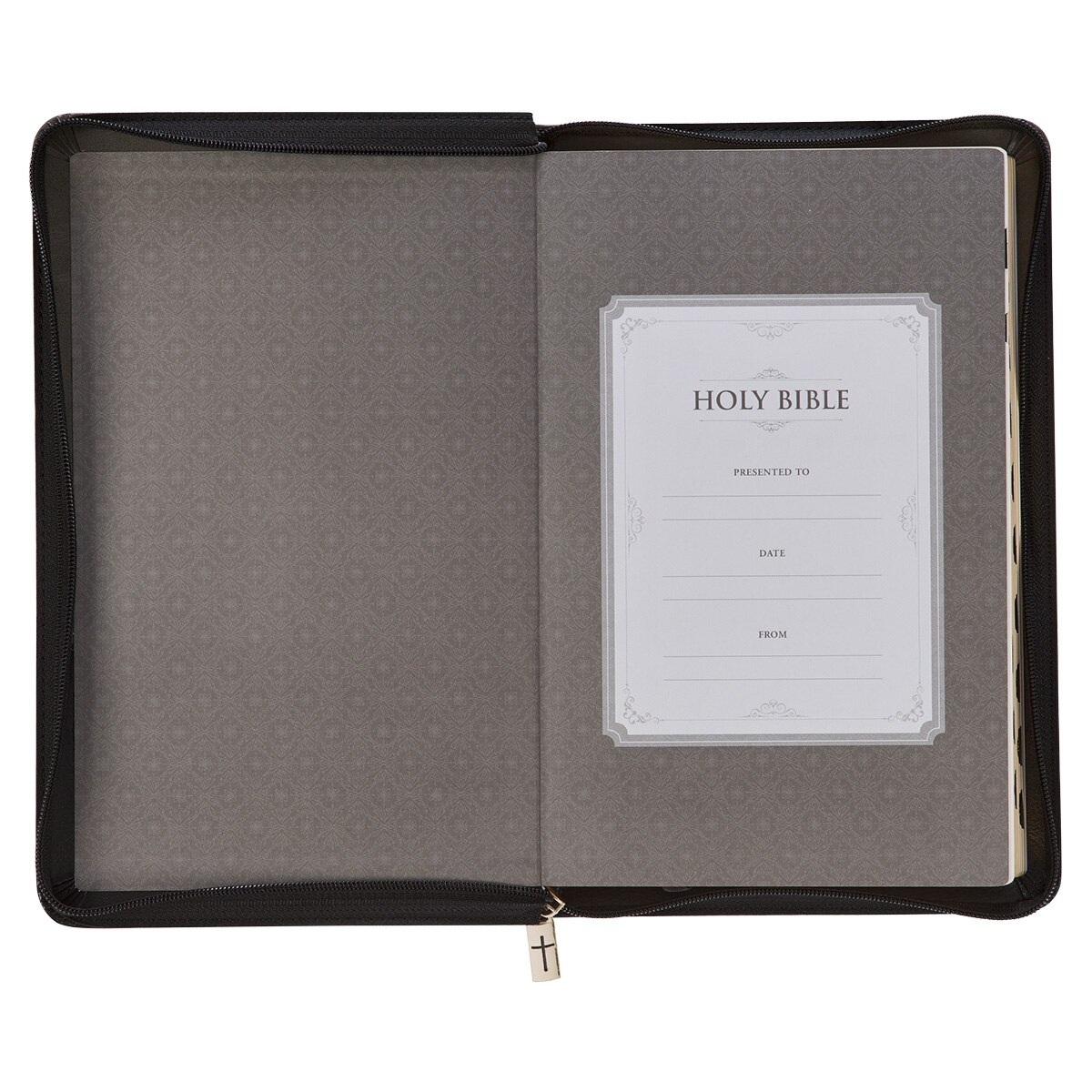 Gray and Black Faux Leather King James Version Deluxe Gift Bible