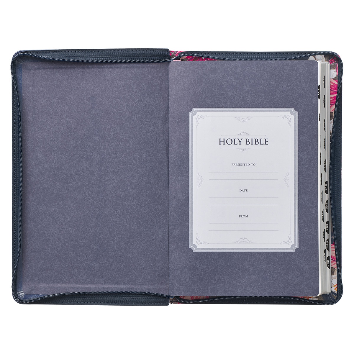 Floral Blue Faux Leather King James Version Deluxe Gift