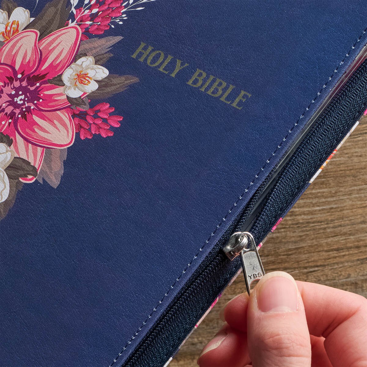 Blessed Purse Style Bible Cover for Women Black Faux Leather, Purple Floral