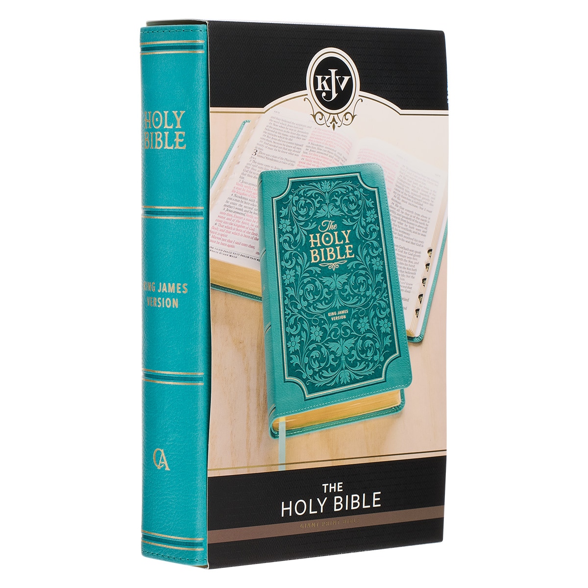 KJV Riesendruck rote Buchstaben Bibel, Kunstleder mit Band Marker, türkis Blumen - Bild 10 von 10