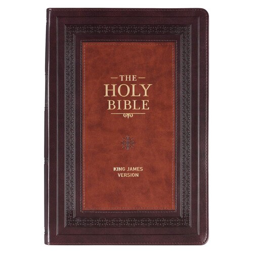 Burgundy and Toffee Faux Leather Large Print King James Version Study Bible with Thumb Index