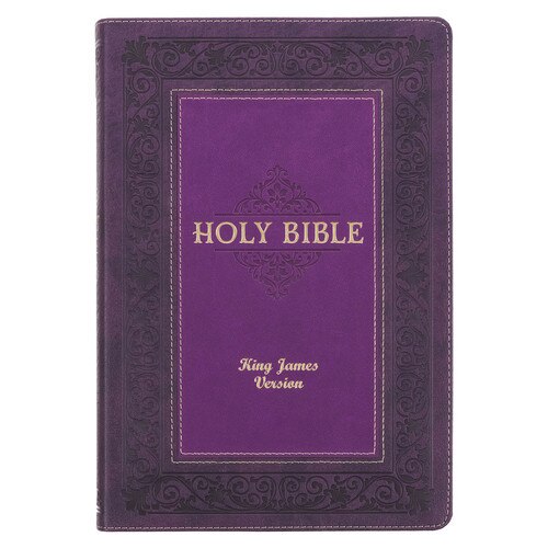 Two-tone Purple Faux Leather Large Print King James Study Bible with Thumb Index