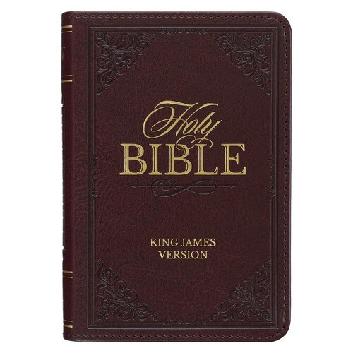 Burgundy Faux Leather King James Version Pocket Bile