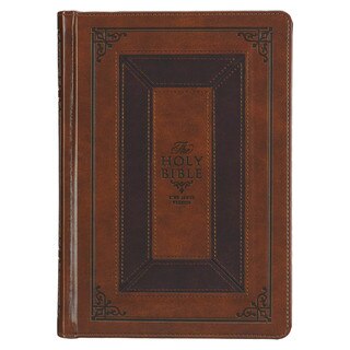 Toffee and Burgundy Faux Leather Hardcover King James Version Study Bible with Thumb Index