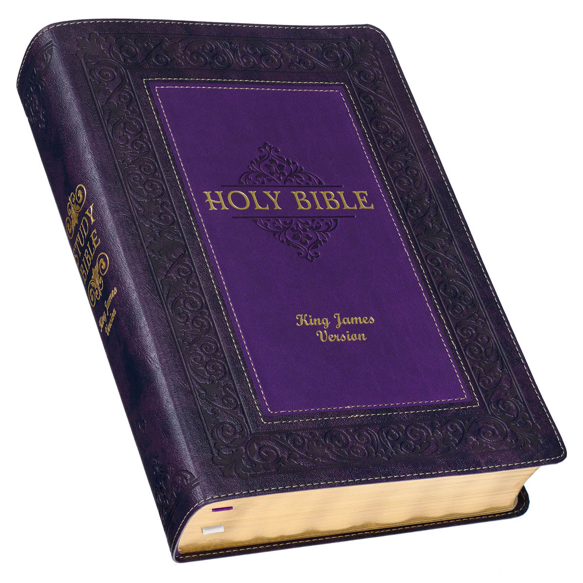 Two-tone Purple Faux Leather Large Print King James Version Study
