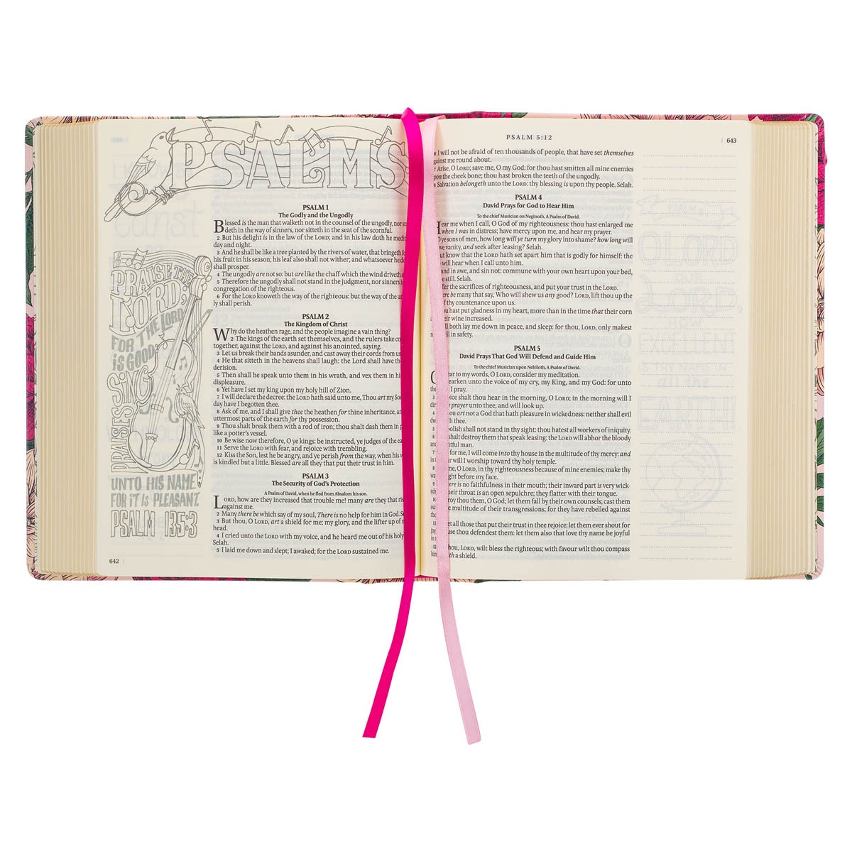 Rose-pink Floral Faux Leather Hardcover KJV My Creative Bible with