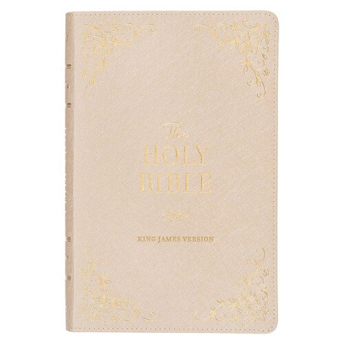 Pearlized Ivory Faux Leather King James Version Deluxe Gift Bible with Thumb Index