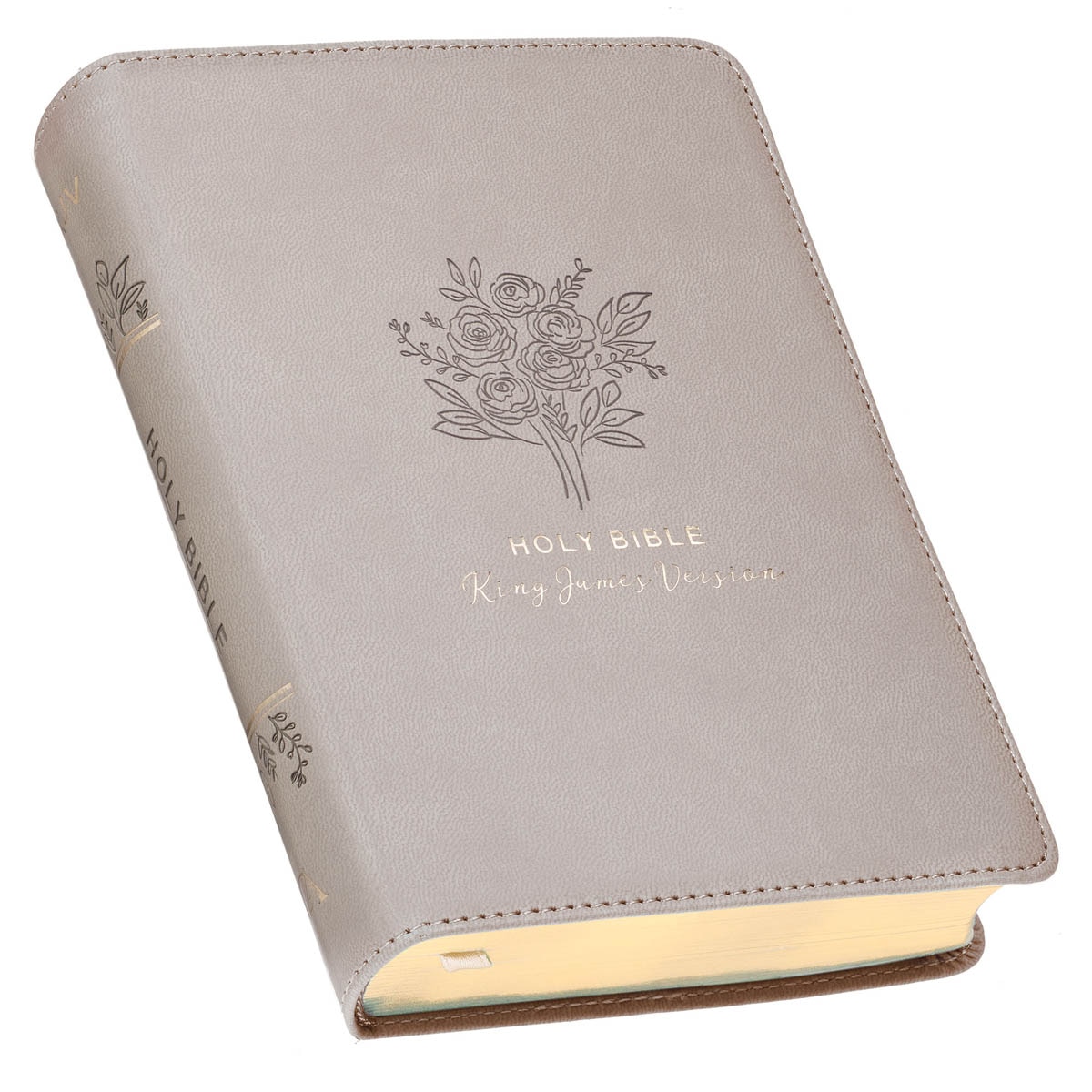 Taupe Bouquet Faux Leather Compact King James Version Bible Taupe Bouquet Faux Leather Compact King James Version Bible