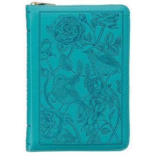 Teal Faux Leather Compact King James Version Bible with Zipper Closure