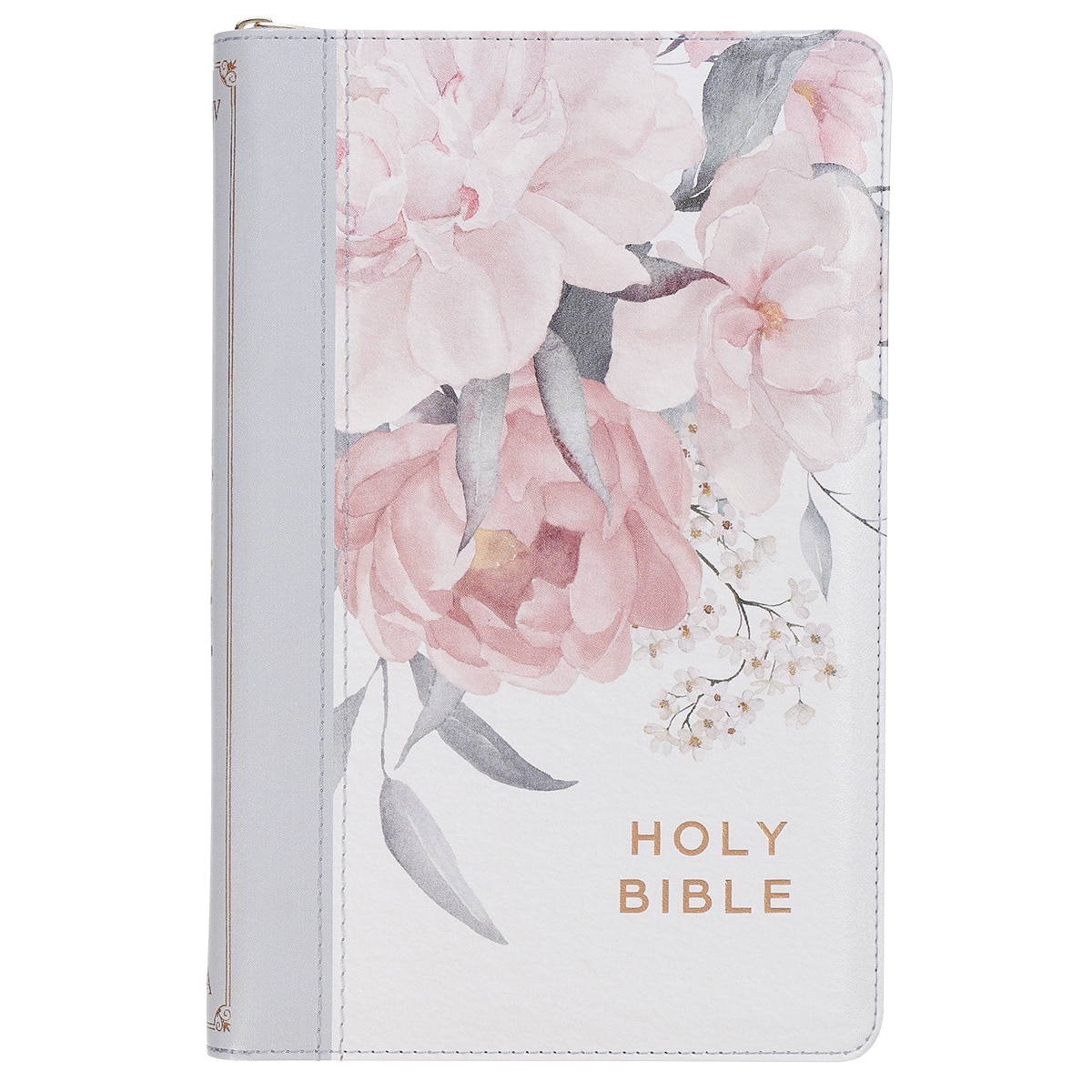 Gray and Pink KJV Deluxe Gift Bible w Thumb Index and Zipper