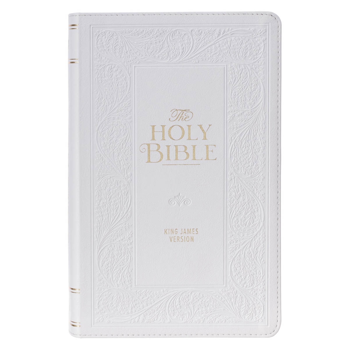 White Floral Giant Print Standard-size KJV Bible with Thumb