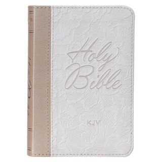 Pearlized White and Taupe Faux Leather King James Version Pocket Bible