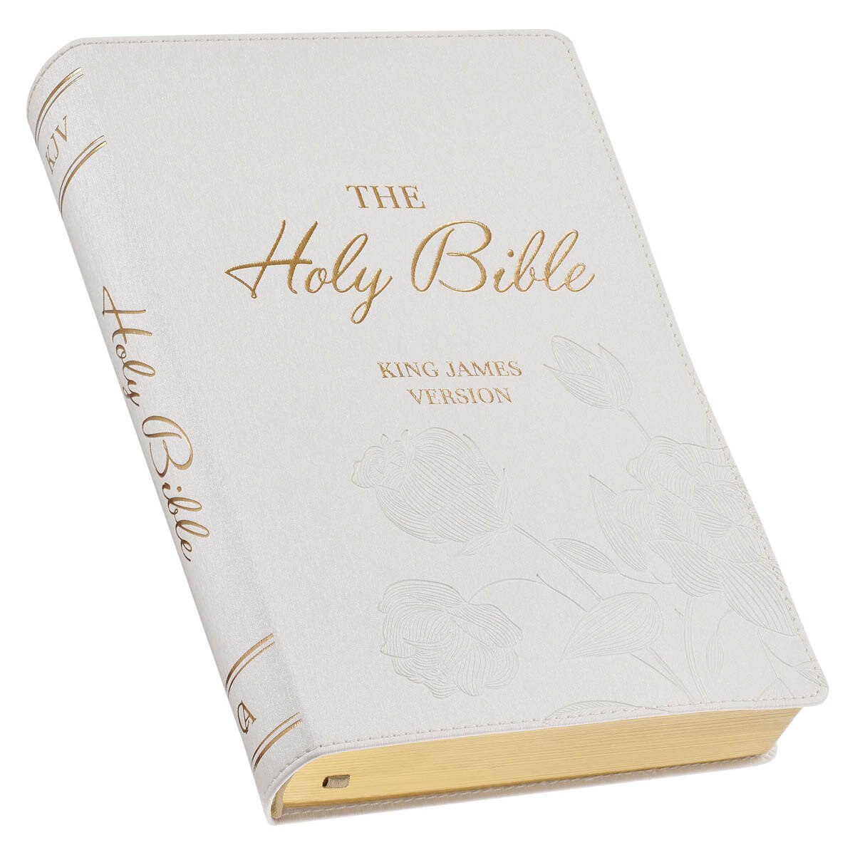 White Faux Leather Super Giant Print King James Version Bible with Thumb Index White Faux Leather Super Giant Print King James Version Bible with Thumb Index