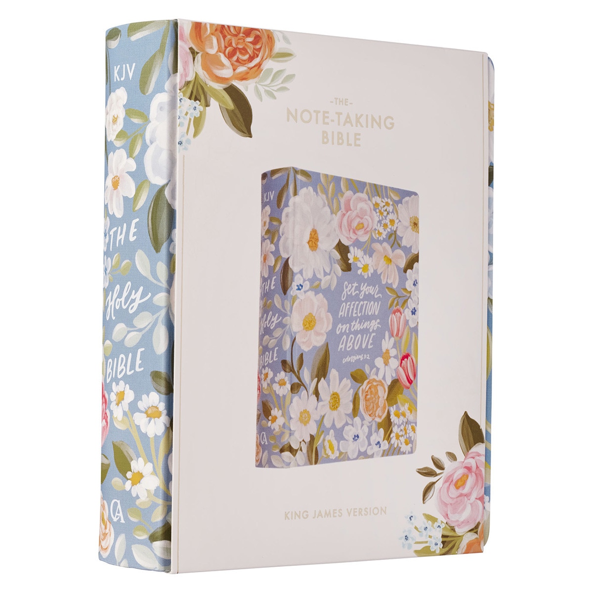 Blue Bible With Flowers Blue Floral Hardcover King James Note-taking Bible