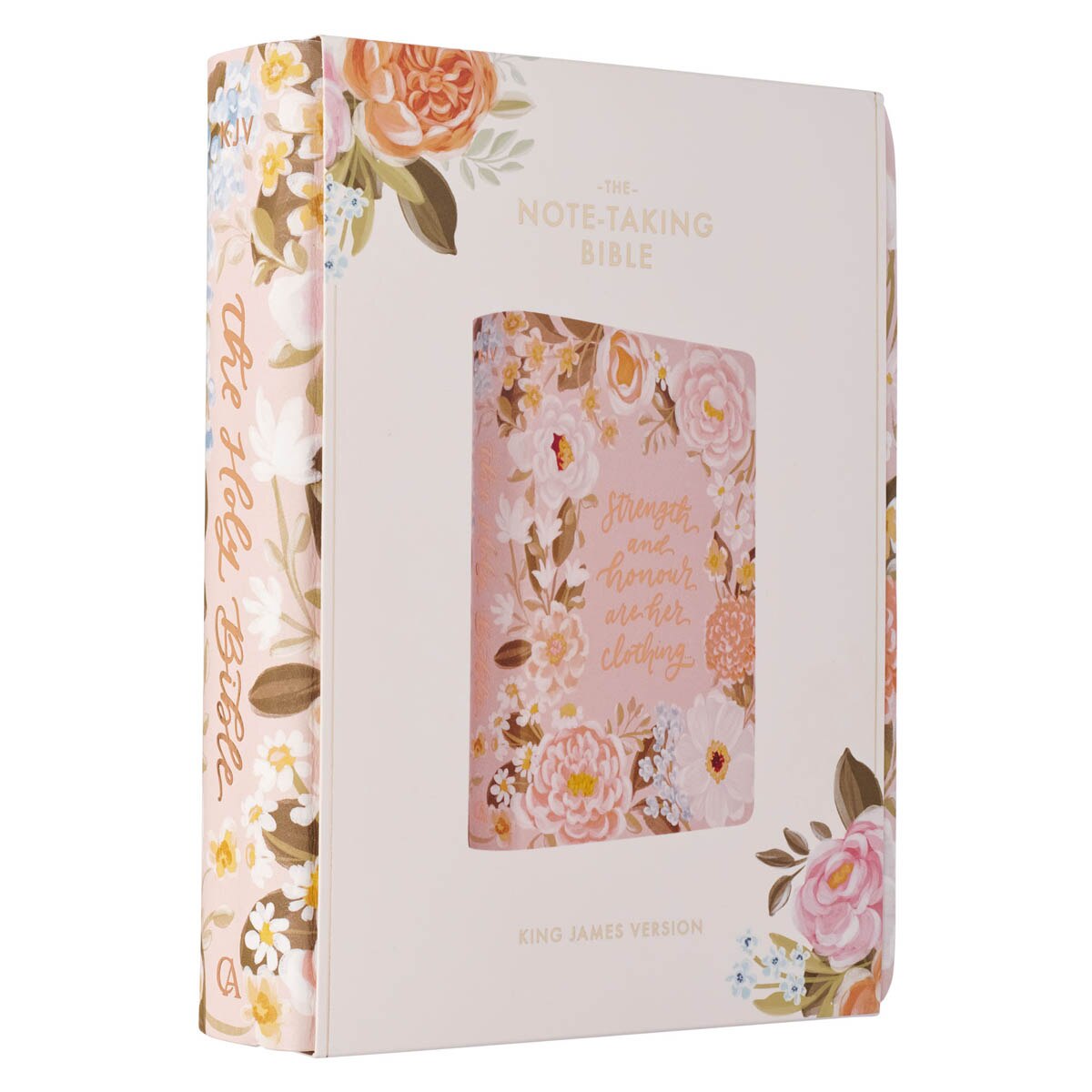 Peach Floral King James Version Note-taking Bible