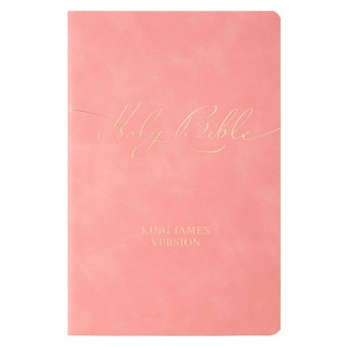 Marbled Coral Pink Faux Leather King James Version Gift Bible