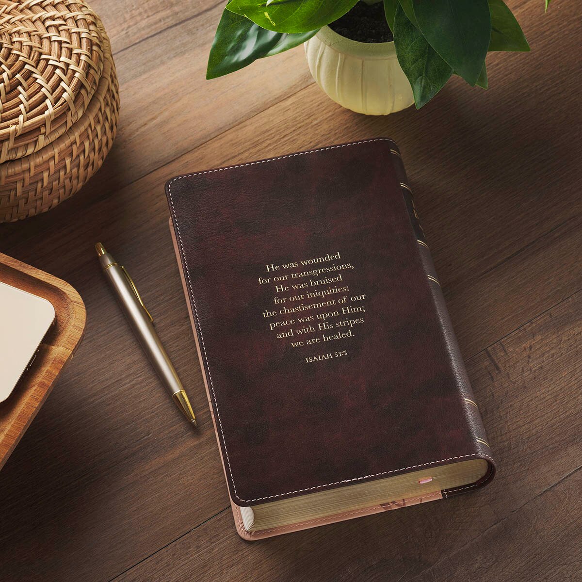 MS Bibleセット Espresso and Pink King James Version Bible with Thumb Index