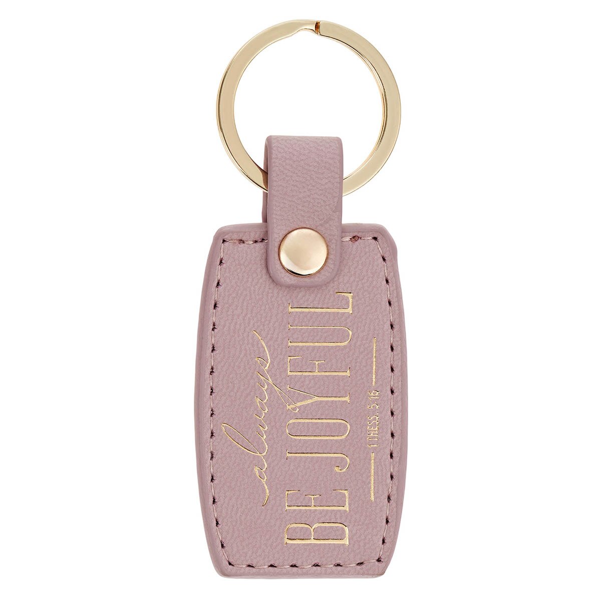 Be Joyful Dusty Mauve Faux Leather Keychain 1 Thess 5:16