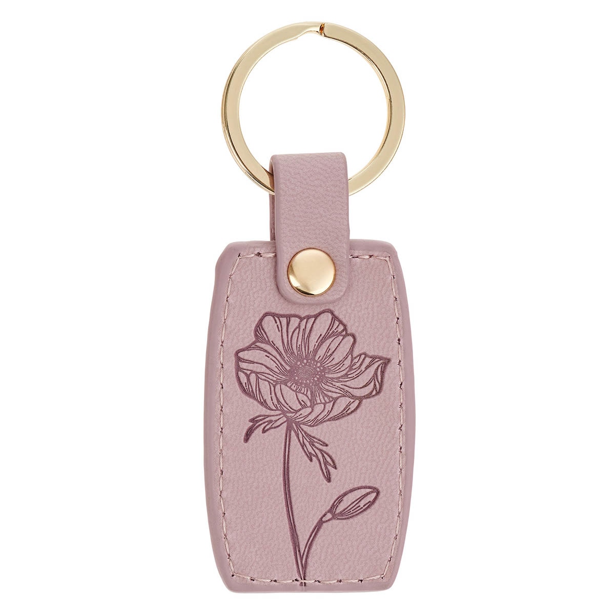 Be Joyful Dusty Mauve Faux Leather Keychain 1 Thess 5:16