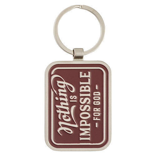 Nothing is Impossible Vintage Red Metal Keychain - Luke 1:37
