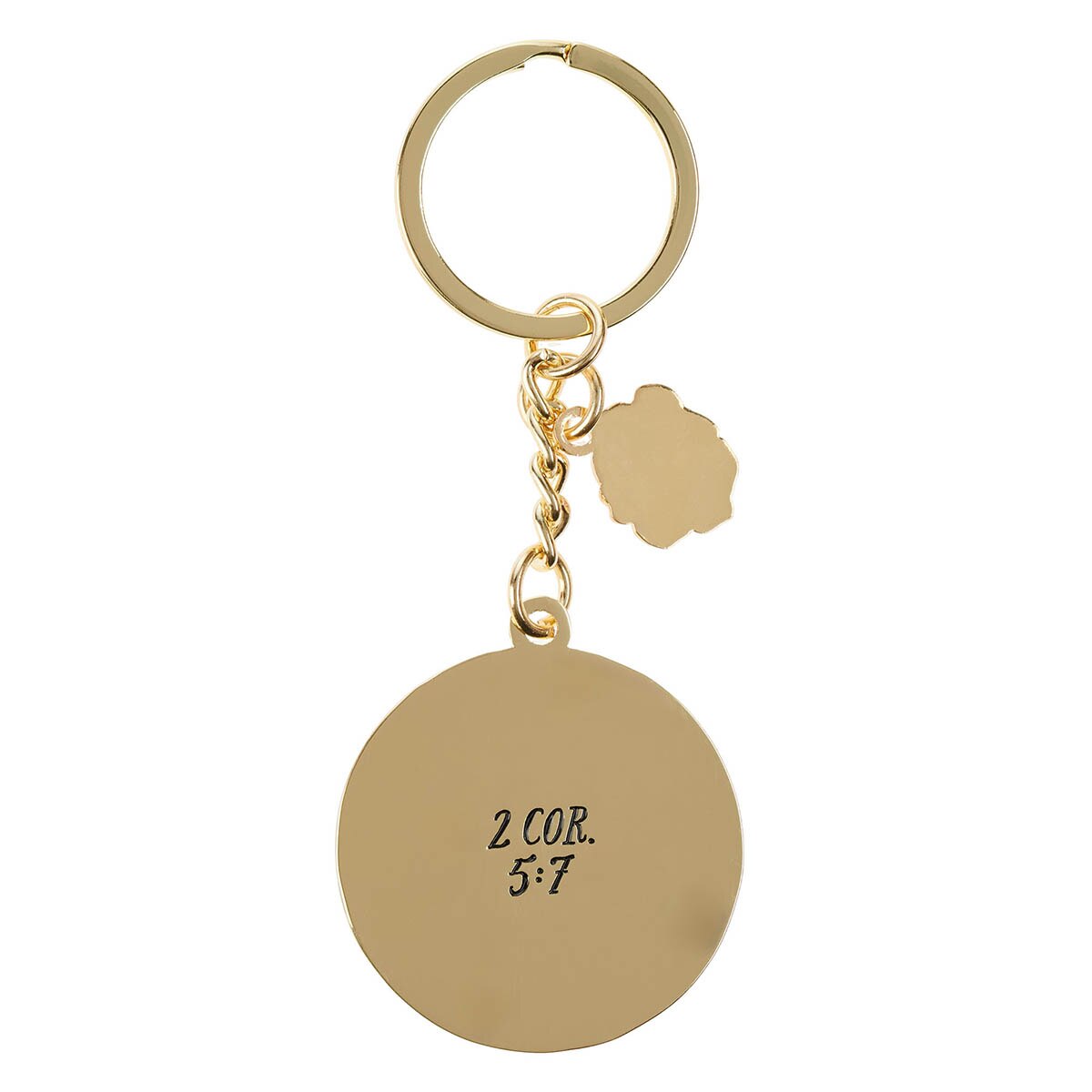 Walk by Faith Pink Keychain with Medallion 2 Corinthians 5:7