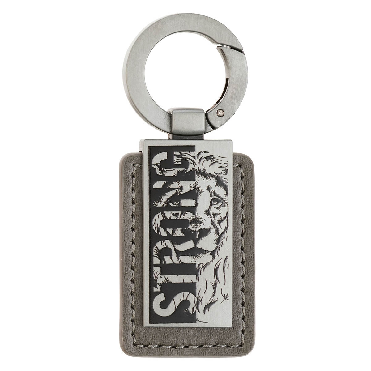 サプライ・アクセサリ・グッズ yana6123 Strong Lion Gray Faux Leather Silver Metal Keychain Josh 1:9