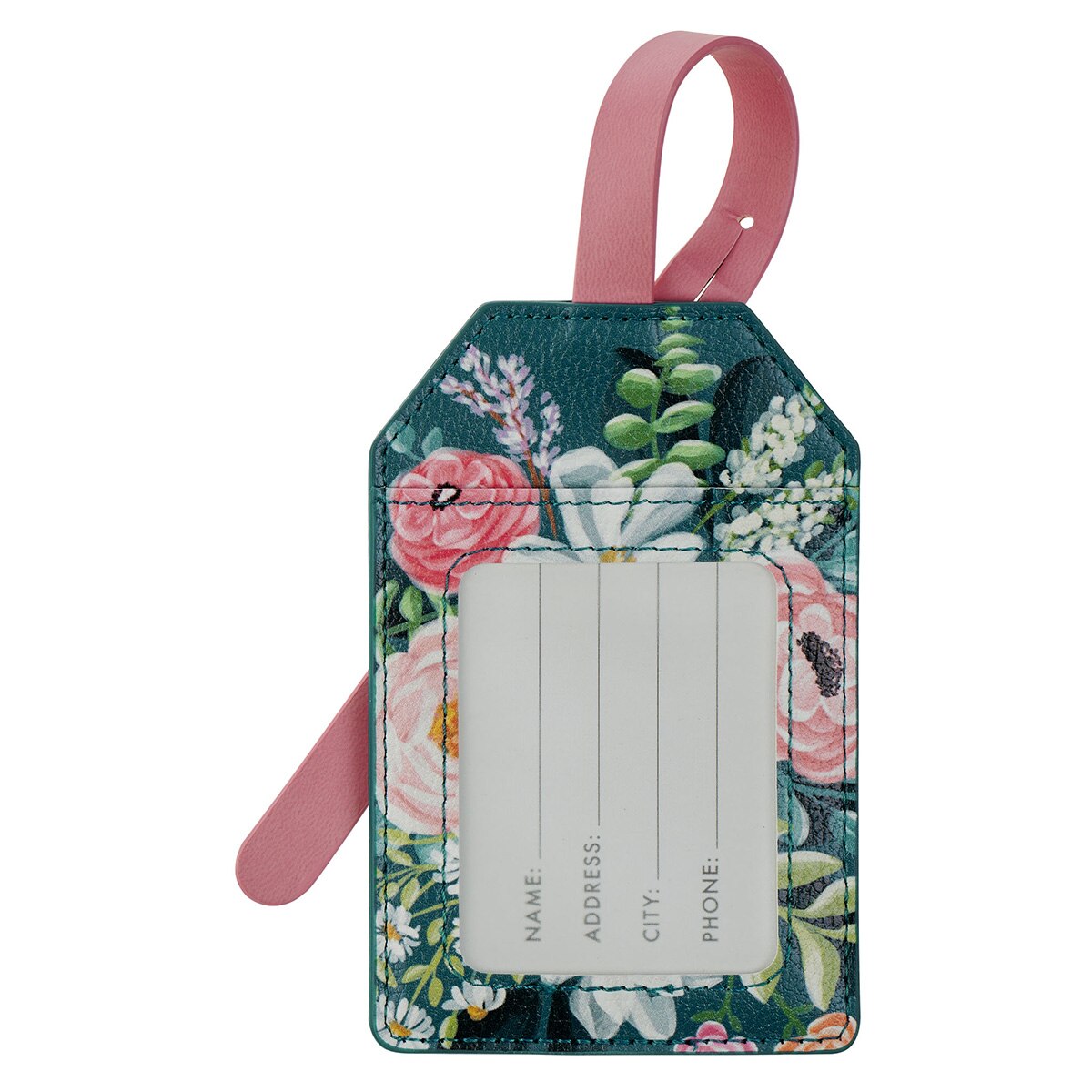 Be Still and Know Dark Teal Floral Luggage Tag Ps 46:10