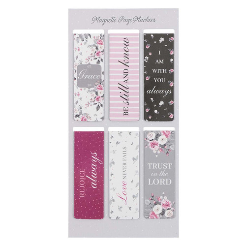 Pink Roses Magnetic Bookmark Set
