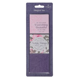 Noble Things Pink Floral Magnet Set - Proverbs 31:29