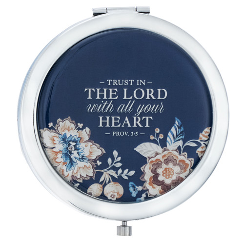Trust in the Lord Silver Metal Compact Mirror - Proverbs 3:5