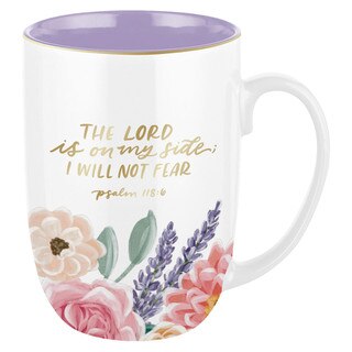 The Lord is on My Side Purple Floral Ceramic Coffee Mug - Psalm 118:6 
