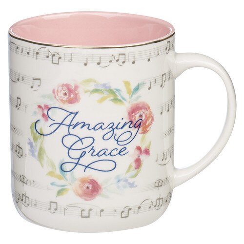 Amazing Grace Floral Wreath Ceramic Coffee Mug