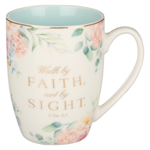 Walk By Faith Robins Egg-blue Ceramic Coffee Mug - 2 Corinthians 5:7